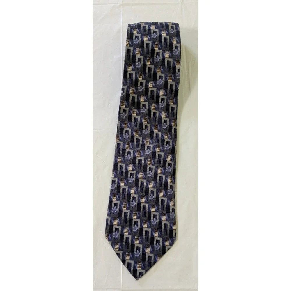 Ermenegildo Zegna Luxury Silk Blue Tie Made Italy Staircase Architecture 57x4